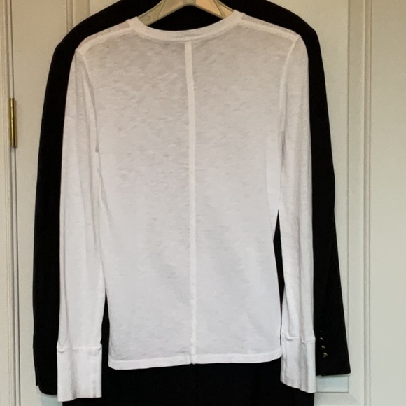 America Giant Slub Crew White Long Sleeved Cotton Shirt - Picture 2 of 11